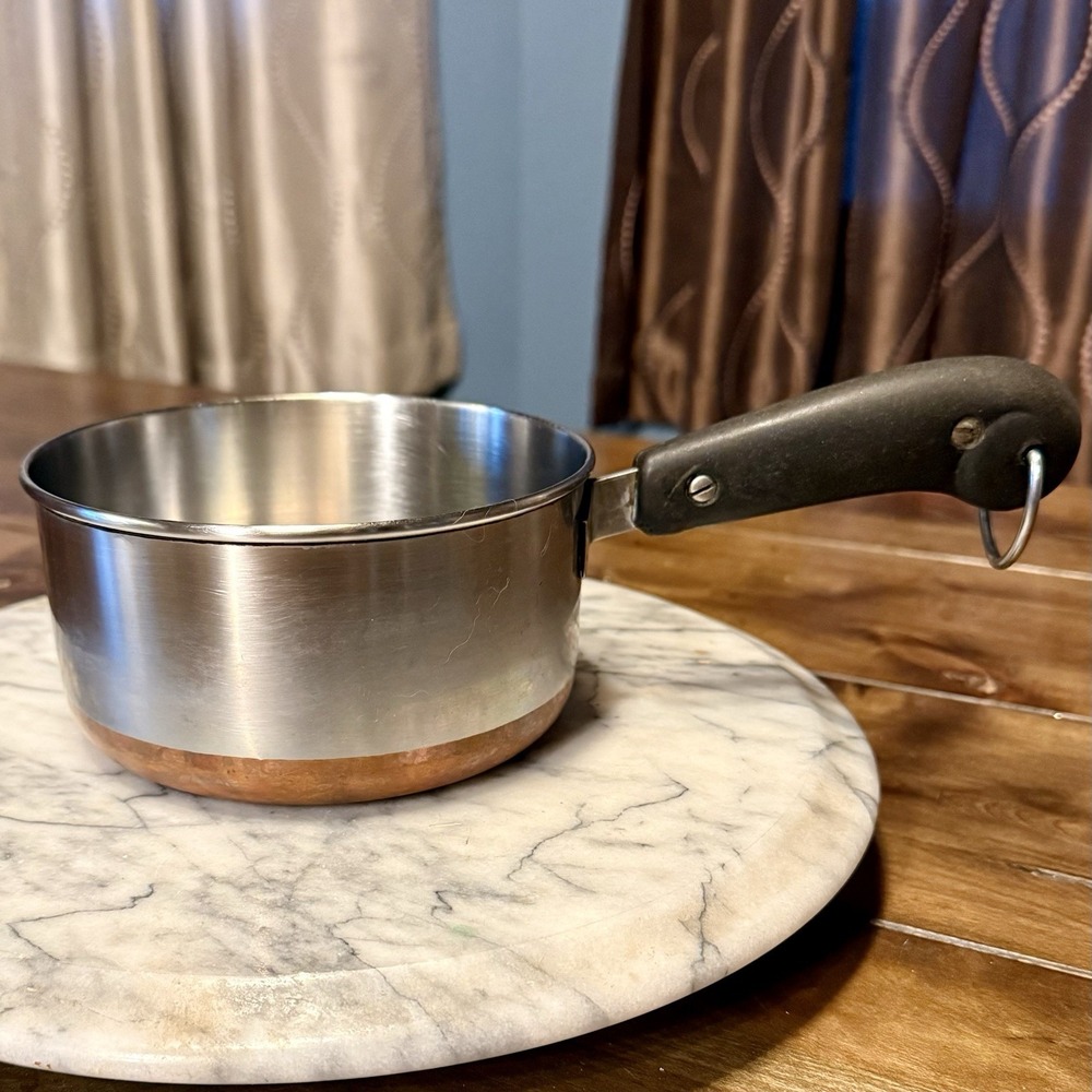 Vintage Revere Ware 1 Quart Saucepan Pot Copper Bottom Clinton IL USA Pan 1801
